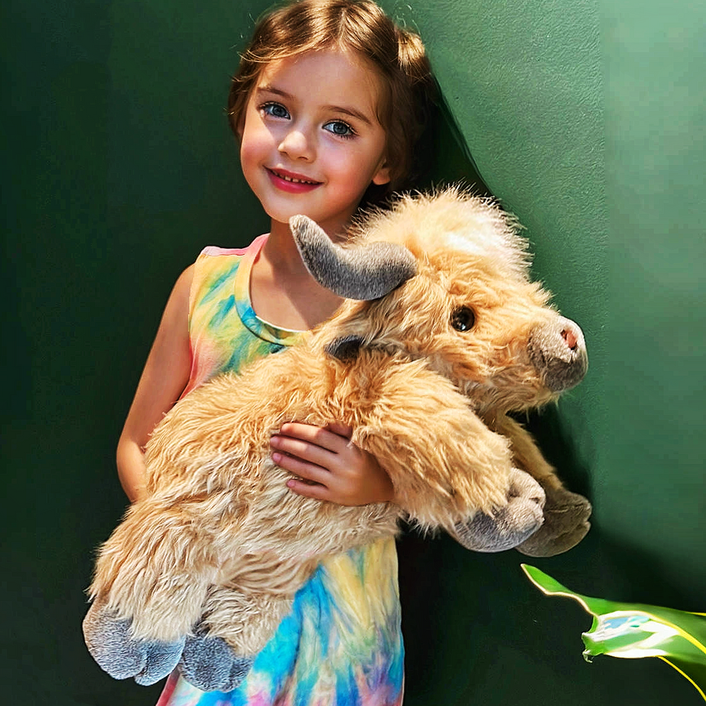 Angus the Highland Cow being held